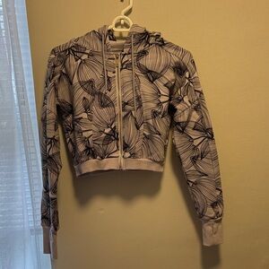 BuffBunny Black and Lavender Patterned cropped Hoodie Small